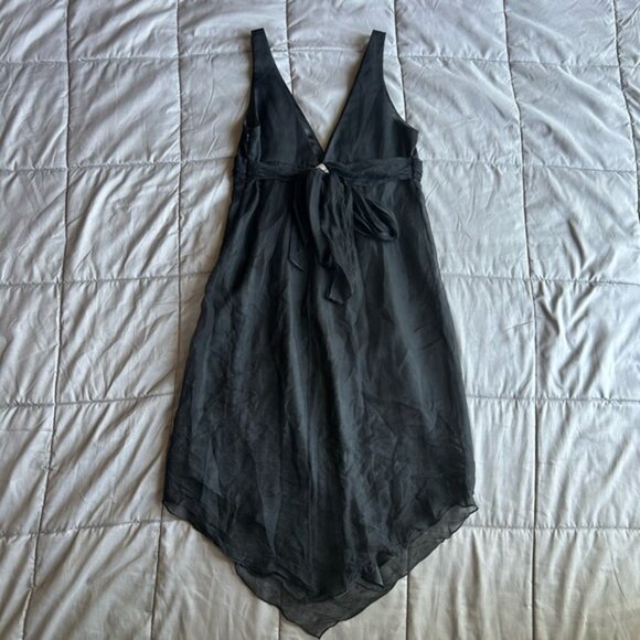 100% Silk Laundry By Shelli Segal Black Mini Dress Rhinestone y2k 6 - Picture 2 of 7